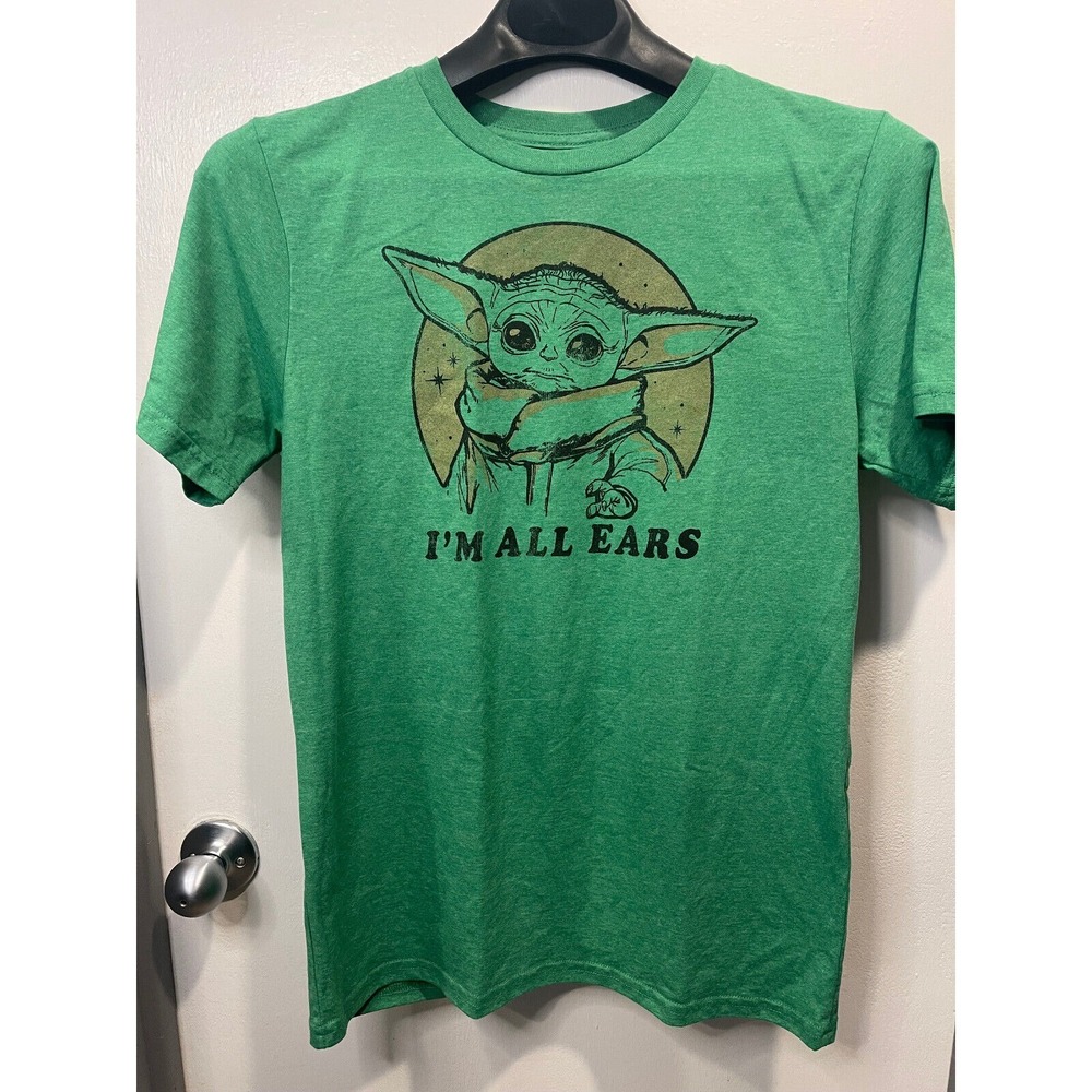Star Wars Mad Engine Grogu Baby Yoda Im All Ears Green Heather Graphic Tee M